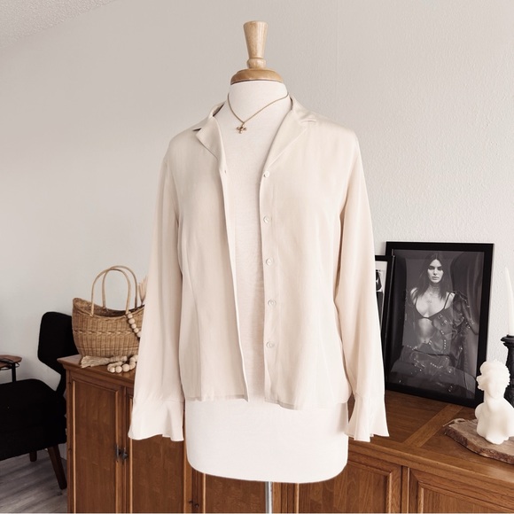 100% SILK BUTTON DOWN VINTAGE TOP #0352 - Picture 3 of 9